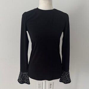 Michael Kors Black Long Sleeve Top with Studded Cuffs